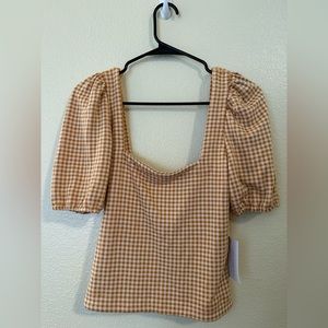 Yellow/Orange Gingham top.